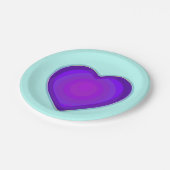 Pastel kleuren & paarse harten kloppen papieren bordje (Gekanteld)