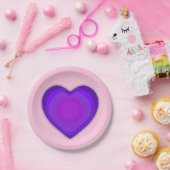 Pastel kleuren & paarse harten kloppen papieren bordje (Feest)