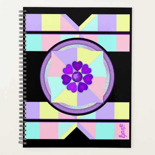 Pastel kleuren & paarse harten kloppen planner (Voorkant)