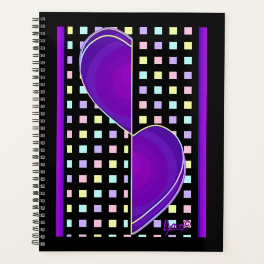 Pastel kleuren & paarse harten kloppen planner (Voorkant)