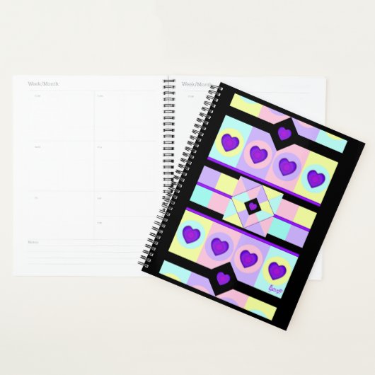 Pastel kleuren & paarse harten kloppen planner (Display)