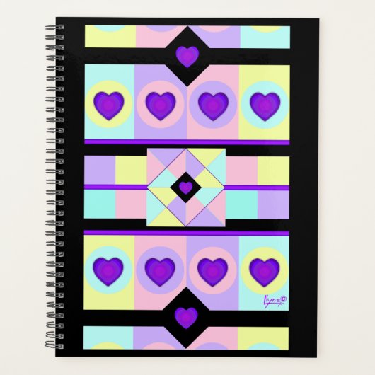 Pastel kleuren & paarse harten kloppen planner (Voorkant)