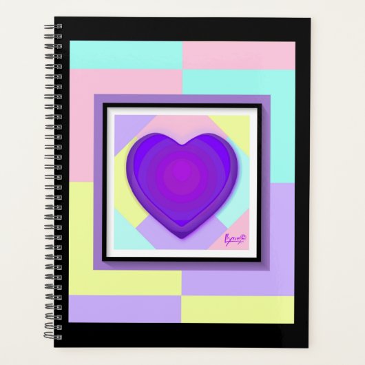 Pastel kleuren & paarse harten kloppen planner (Voorkant)