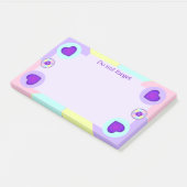 Pastel kleuren & paarse harten kloppen post-it® notes (Schuin)