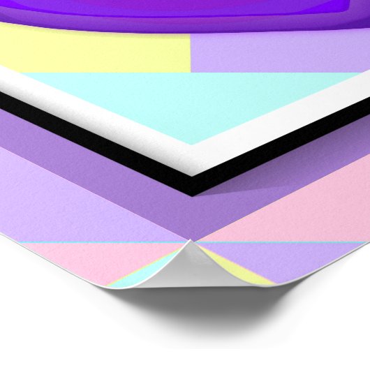 Pastel kleuren & paarse harten kloppen poster (Hoek)