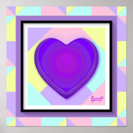 Pastel kleuren & paarse harten kloppen poster