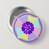 Pastel kleuren & paarse harten kloppen ronde button 7,6 cm (Voorkant /achterkant)