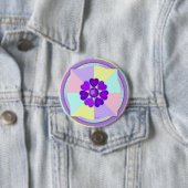 Pastel kleuren & paarse harten kloppen ronde button 7,6 cm (In situ)