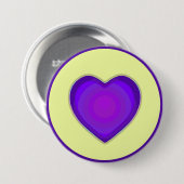Pastel kleuren & paarse harten kloppen ronde button 7,6 cm (Voorkant /achterkant)