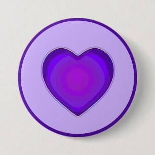 Pastel kleuren & paarse harten kloppen ronde button 7,6 cm
