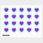 Pastel kleuren & paarse harten kloppen ronde sticker (Vel)