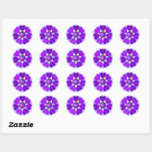 Pastel kleuren & paarse harten kloppen ronde sticker (Vel)