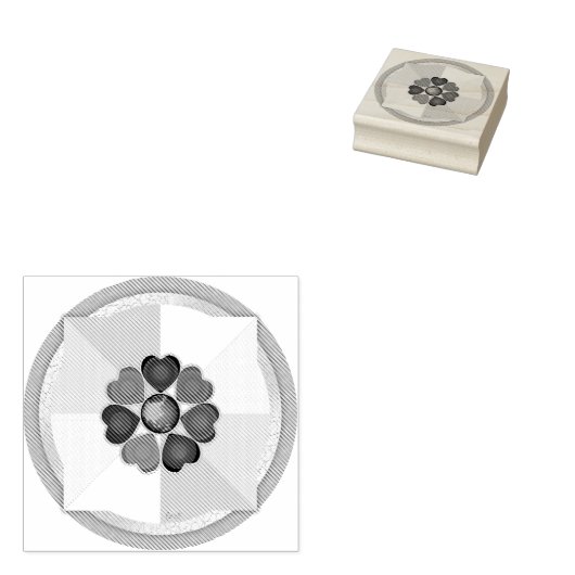 Pastel kleuren & paarse harten kloppen rubberstempel (Gestempeld)