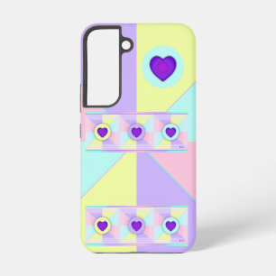 Pastel kleuren & paarse harten kloppen samsung galaxy hoesje