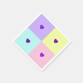 Pastel kleuren & paarse harten kloppen servet (Hoek)