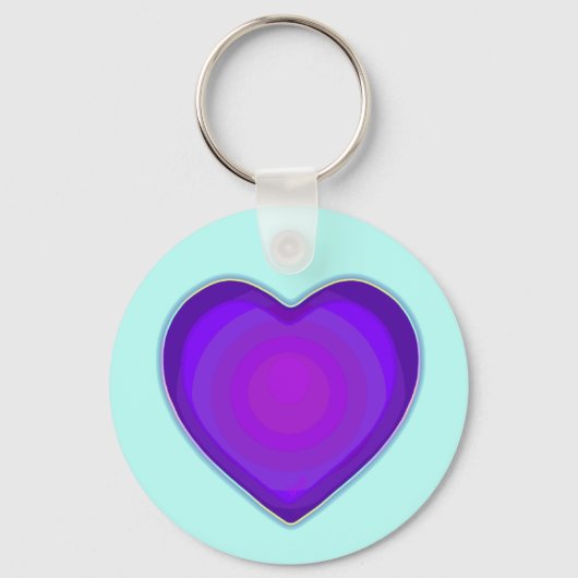 Pastel kleuren & paarse harten kloppen sleutelhanger (Voorkant)