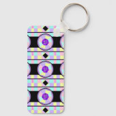 Pastel kleuren & paarse harten kloppen sleutelhanger (Achterkant)