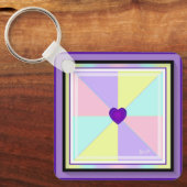 Pastel kleuren & paarse harten kloppen sleutelhanger (Voorkant)