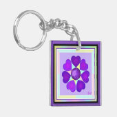 Pastel kleuren & paarse harten kloppen sleutelhanger (Voorkant Links)