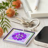 Pastel kleuren & paarse harten kloppen sleutelhanger (Voorkant Rechts)