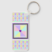 Pastel kleuren & paarse harten kloppen sleutelhanger (Achterkant)