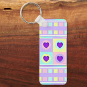 Pastel kleuren & paarse harten kloppen sleutelhanger (Voorkant)