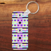 Pastel kleuren & paarse harten kloppen sleutelhanger (Achterkant)