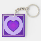 Pastel kleuren & paarse harten kloppen sleutelhanger (Achterkant)