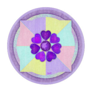 Pastel kleuren & paarse harten kloppen snijplank