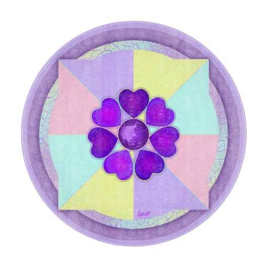 Pastel kleuren & paarse harten kloppen snijplank (Voorkant)