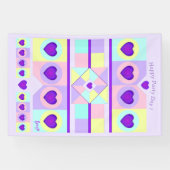 Pastel kleuren & paarse harten kloppen spandoek (Horizontaal)