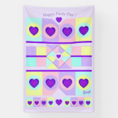 Pastel kleuren & paarse harten kloppen spandoek (Verticaal)
