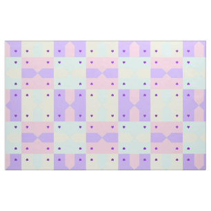 Pastel kleuren & paarse harten kloppen stof