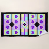 Pastel kleuren & paarse harten kloppen strandlaken (Voorkant)