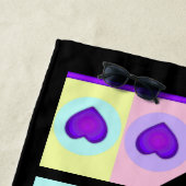 Pastel kleuren & paarse harten kloppen strandlaken (In situ)