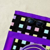 Pastel kleuren & paarse harten kloppen strandlaken (In situ)