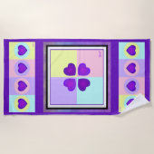 Pastel kleuren & paarse harten kloppen strandlaken (Voorkant)