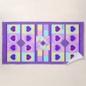 Pastel kleuren & paarse harten kloppen strandlaken (Voorkant)