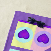 Pastel kleuren & paarse harten kloppen strandlaken (In situ)