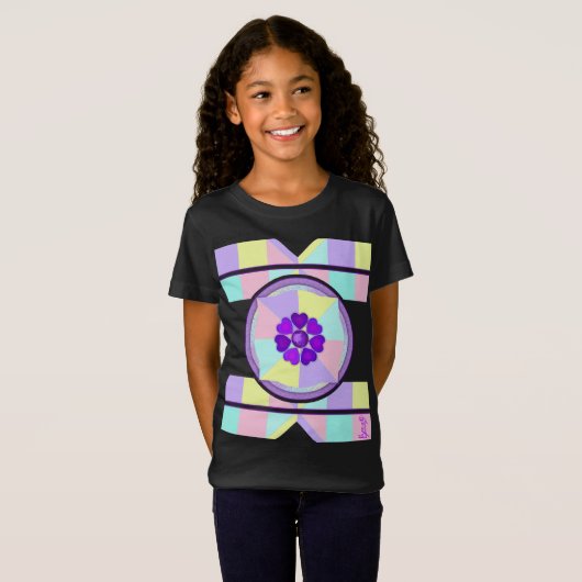 Pastel kleuren & paarse harten kloppen t-shirt (Voorkant volledig)