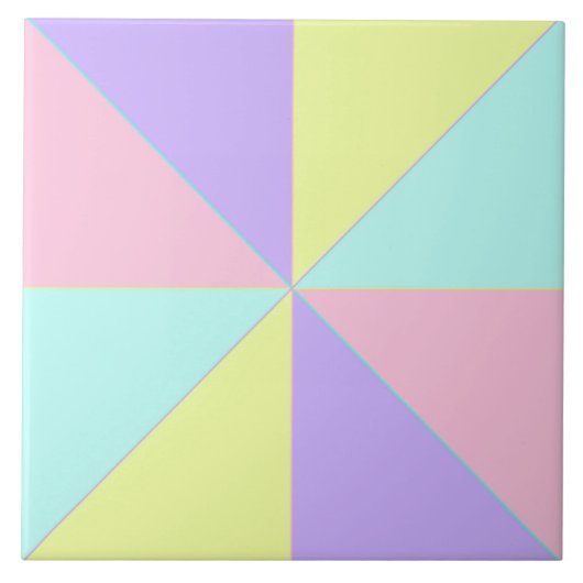 Pastel kleuren & paarse harten kloppen tegeltje (Voorkant)