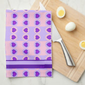 Pastel kleuren & paarse harten kloppen theedoek (Quarter Fold)