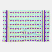 Pastel kleuren & paarse harten kloppen theedoek (Horizontaal)