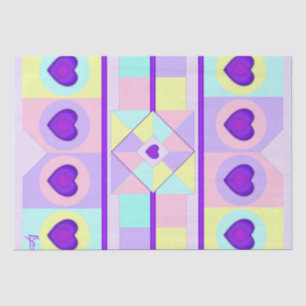 Pastel kleuren & paarse harten kloppen tissuepapier