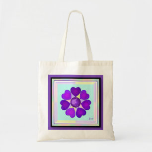 Pastel kleuren & paarse harten kloppen tote bag