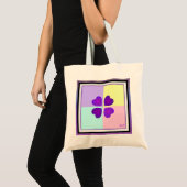 Pastel kleuren & paarse harten kloppen tote bag (Voorkant (product))