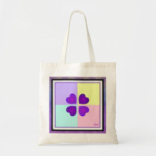 Pastel kleuren & paarse harten kloppen tote bag