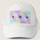 Pastel kleuren & paarse harten kloppen trucker pet (Voorkant)