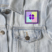 Pastel kleuren & paarse harten kloppen vierkante button 5,1 cm (In situ)