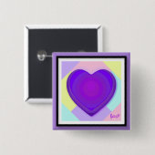 Pastel kleuren & paarse harten kloppen vierkante button 5,1 cm (Voorkant /achterkant)
